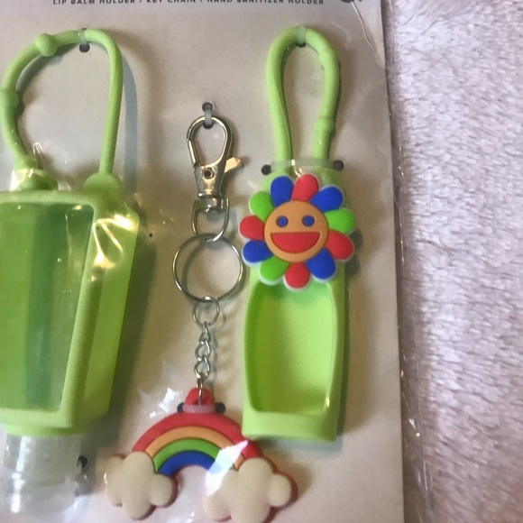 ✨✨5/$10✨✨ Rainbow Flower Lip Balm Holder Keychain Hand Sanitizer 3 Pieces Set - Picture 4 of 9
